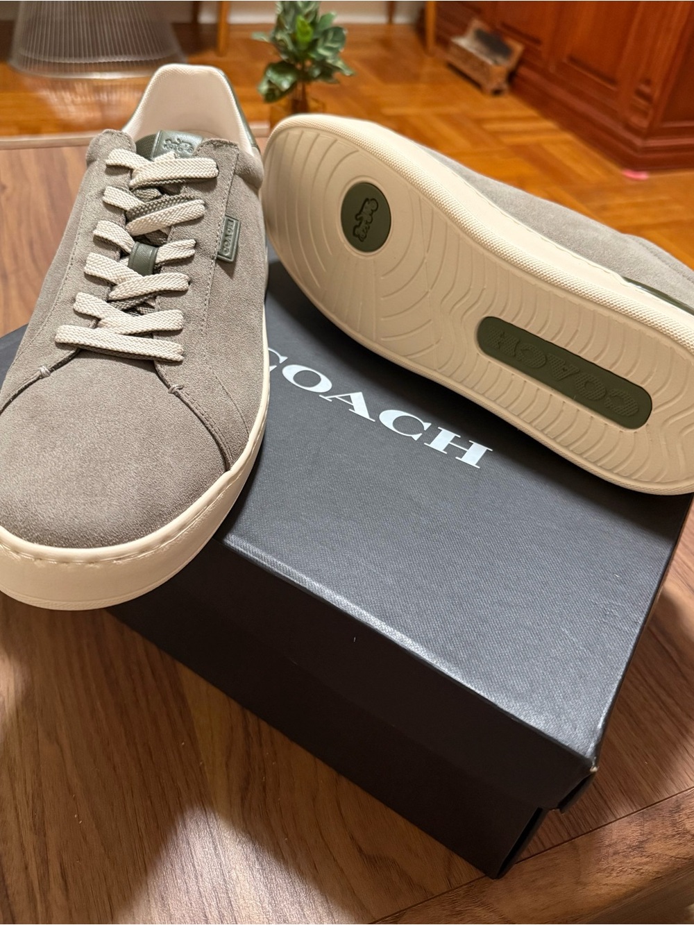 Coach Men’s Taupe Suede Low-Top Sneakers